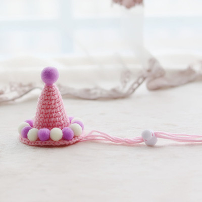 Kutya kalap Aranyos édes horgolt gyapjú kutya születésnapi sapka Kézi kisállat macska ajándék sapka kis kutyáknak Hörcsög cica kiegészítők