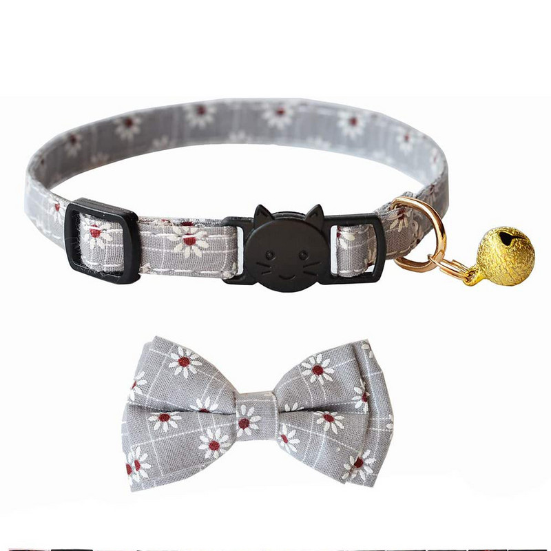 Kaķa kaklasiksna Breakaway ar zvaniņu un tauriņu ziedu rakstu ar ziedu rakstu, regulējams bantītis, kaķenes kaķenes kucēnu kaklasiksnas