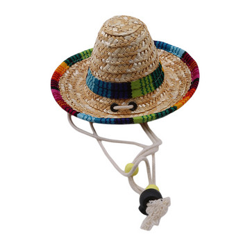 Μόδα Σκύλοι κατοικίδιων σε στυλ Χαβάης Ψάθινο καπέλο Sombrero Cat Sun Καπέλο Beach Party Ψάθινο καπέλο σκυλιών για σκύλους Αστεία μεξικάνικα αξεσουάρ