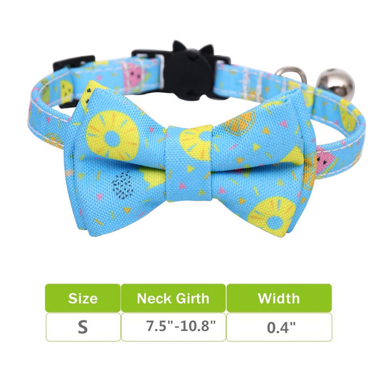 Breakaway kaķa kaklasiksna ar zvaniņu un tauriņu Jauki arbūzu raksti, regulējami drošības kaķēnu apkakles siksna kaķiem Kaķēnu aksesuāri