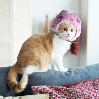 Шапки за котки Продукти за домашни любимци Регулируем размер Миещ се сладък дизайн Очарователна плюшена прасковена шапка за котка Шапка за малки, средни големи кучета