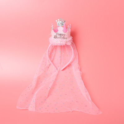 Marles kronis matu lente dzimšanas dienas ballīte galvas lakats Princeses stils Daudz laimes dzimšanas dienā galvassegas sequins matu aksesuāri ballītes cepure meitenes