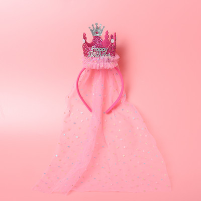 Marles kronis matu lente dzimšanas dienas ballīte galvas lakats Princeses stils Daudz laimes dzimšanas dienā galvassegas sequins matu aksesuāri ballītes cepure meitenes