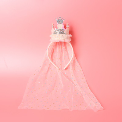 Marles kronis matu lente dzimšanas dienas ballīte galvas lakats Princeses stils Daudz laimes dzimšanas dienā galvassegas sequins matu aksesuāri ballītes cepure meitenes