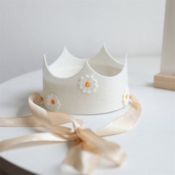 Сладки Ins Kids Daisy Birthday Party Crown Yellow Pink Flower Hat Baby Birthday Headwear Party Supplies 2023