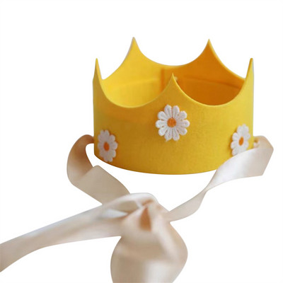 Cute Ins Kids Margrietiņa dzimšanas dienas ballītes kronis, dzeltens, rozā ziedu cepure, mazuļa dzimšanas dienas galvassegas, ballīšu piederumi 2023