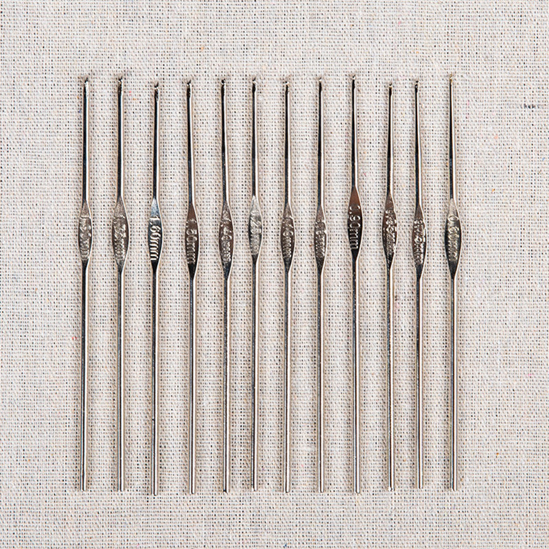 1 gab Metāla nerūsējošā tērauda tamboradatas 0,6-1,9 mm maza izmēra DIY dzijas aust džemperis mežģīņu tamborēšanas adīšanas rīks