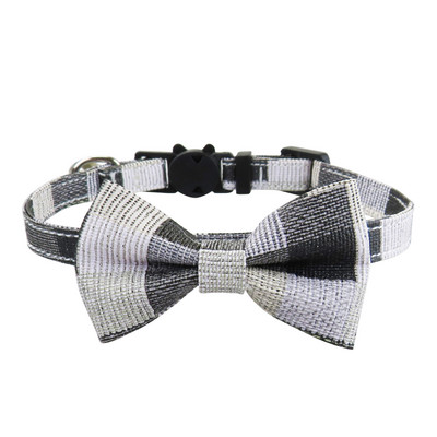 Macskanyakörv csokornyakkendővel, biztonsági kockás PU bőr állítható cicanyakörv, csengő vagy kiskutya kis házi kedvencek mindennapi esküvői party