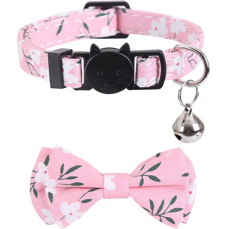 Breakaway rozā kaķa kaklasiksna ar zvaniņu un tauriņu ziedu rakstiem regulējami drošības rūtaini kaķēnu apkakles kaķēnu maziem suņiem