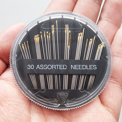 30 db-os varrótű készlet Válogatott kézi varrótűk hímzés Javítás kézműves tok eszköz barkácsoláshoz, foltok varrás tartozék