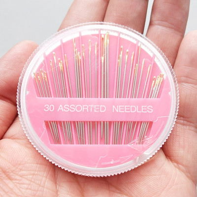 30 db-os varrótű készlet Válogatott kézi varrótűk hímzés Javítás kézműves tok eszköz barkácsoláshoz, foltok varrás tartozék