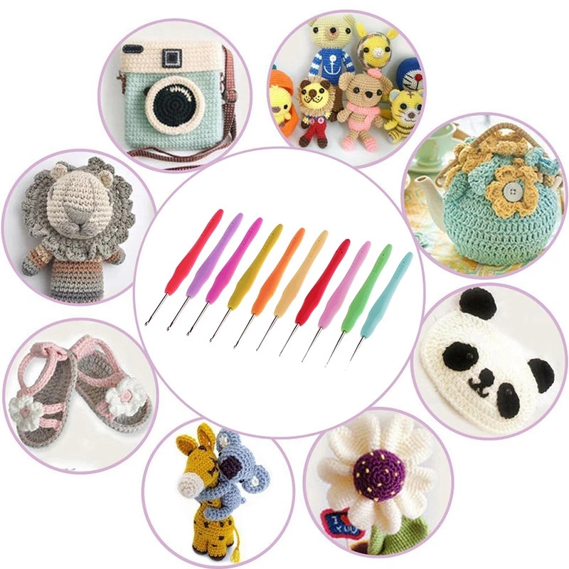 0,5-2,75 mm gumijas rokturis tamboradatas, rokturis Ergonomisks rokturis, adījums, amats, dzija, šūšanas rīki, tamboradatas