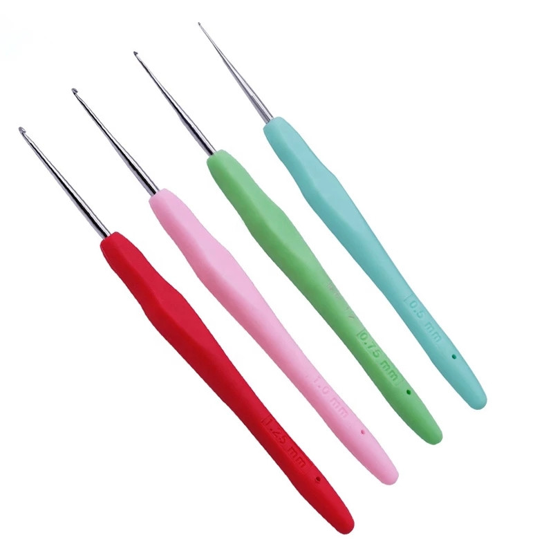 0,5-2,75 mm gumijas rokturis tamboradatas, rokturis Ergonomisks rokturis, adījums, amats, dzija, šūšanas rīki, tamboradatas