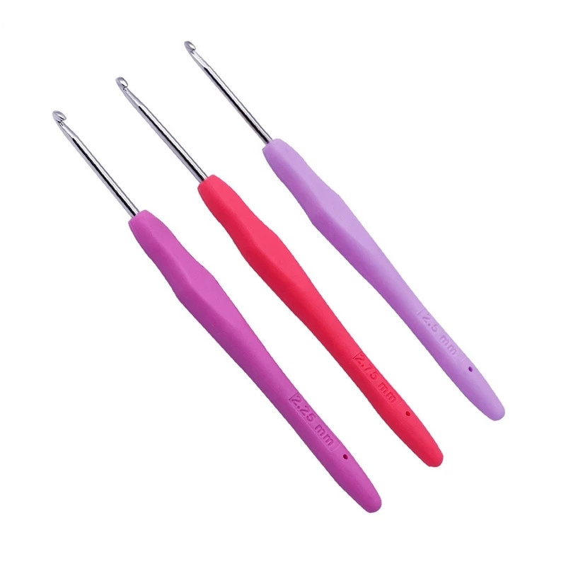 0,5-2,75 mm gumijas rokturis tamboradatas, rokturis Ergonomisks rokturis, adījums, amats, dzija, šūšanas rīki, tamboradatas