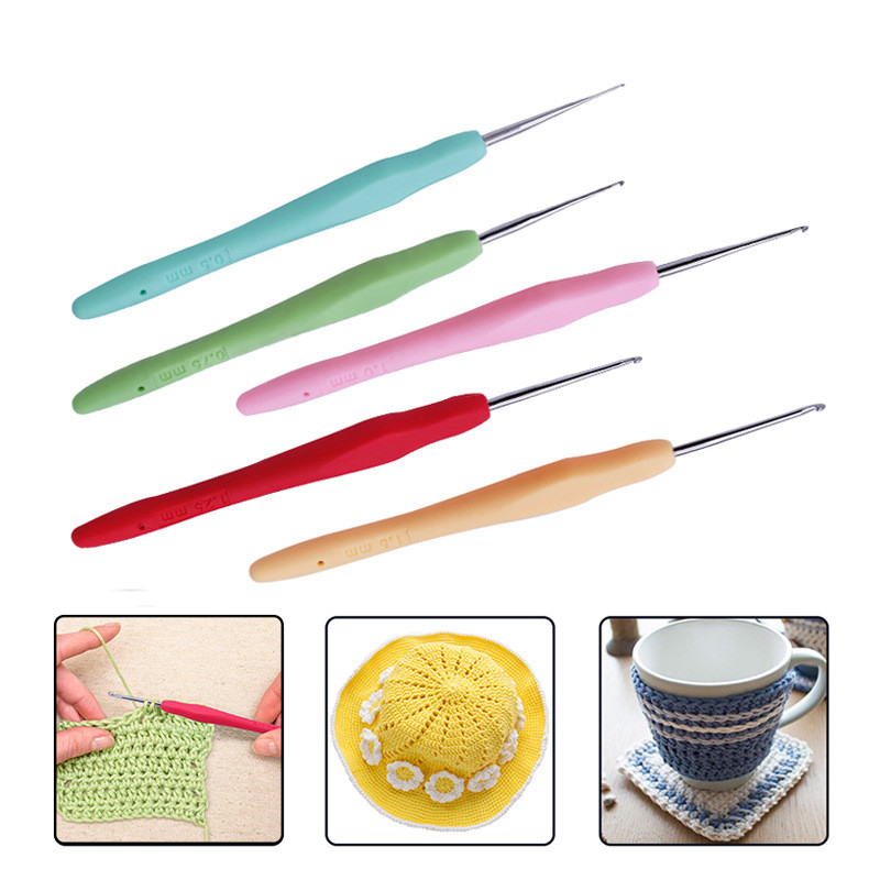 0,5-2,75 mm gumijas rokturis tamboradatas, rokturis Ergonomisks rokturis, adījums, amats, dzija, šūšanas rīki, tamboradatas