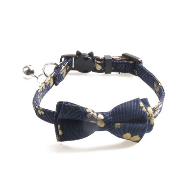 Αποσπώμενος γιακάς γάτας με κουδούνι και παπιγιόν Ιαπωνικό Lucky Floral Pattern Αποσπώμενο Φιόγκο Ρυθμιζόμενο κολάρο ασφαλείας για γατάκι για κατοικίδια