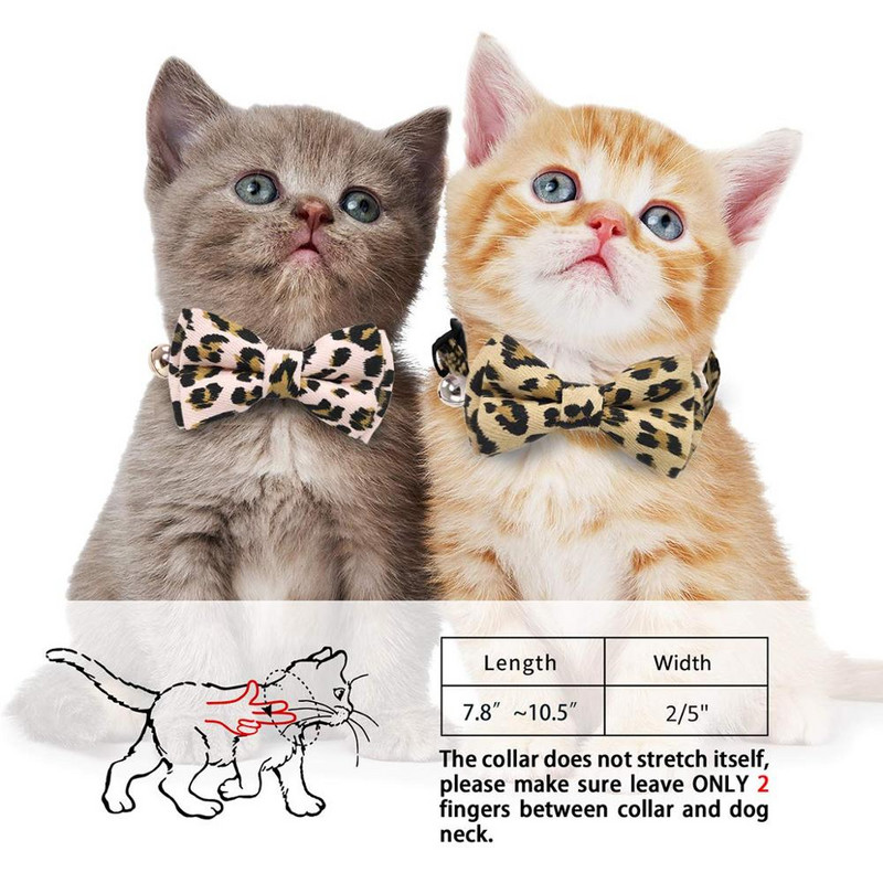 Macskanyakörv, aranyos csokornyakkendővel és csengővel cicáknak és más kistestű kutyáknak, 7,8-10,5 hüvelyk között állítható