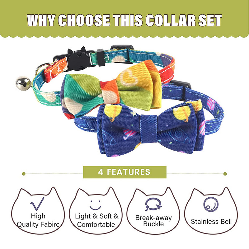Breakaway kaķa kaklasiksna ar zvaniņu un tauriņu zilu Galaxy Pattern kaķēnu kaklasiksnu tēviņiem un mātītēm, regulējams garums