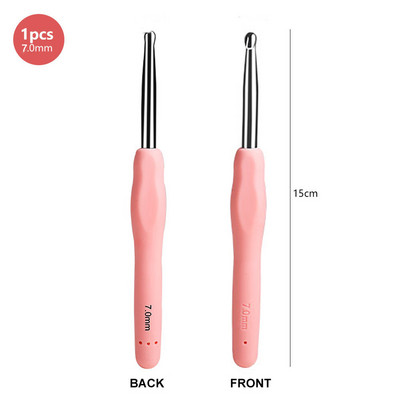 1 gabals alumīnija tamboradatu komplekts Ergonomisks rokturis Mīksts TPR rokturis Tamboradatas Dzijas un vilnas 14 izmēri 2,25–10,0 MM