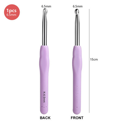 1 gabals alumīnija tamboradatu komplekts Ergonomisks rokturis Mīksts TPR rokturis Tamboradatas Dzijas un vilnas 14 izmēri 2,25–10,0 MM