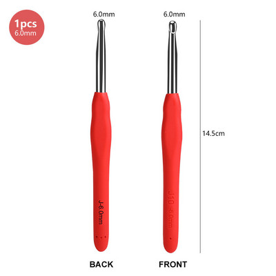 1 gabals alumīnija tamboradatu komplekts Ergonomisks rokturis Mīksts TPR rokturis Tamboradatas Dzijas un vilnas 14 izmēri 2,25–10,0 MM