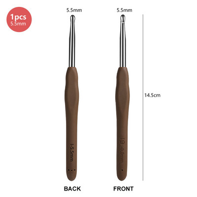 1 gabals alumīnija tamboradatu komplekts Ergonomisks rokturis Mīksts TPR rokturis Tamboradatas Dzijas un vilnas 14 izmēri 2,25–10,0 MM