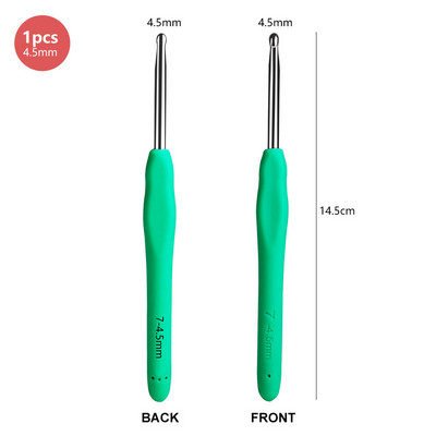 1 gabals alumīnija tamboradatu komplekts Ergonomisks rokturis Mīksts TPR rokturis Tamboradatas Dzijas un vilnas 14 izmēri 2,25–10,0 MM