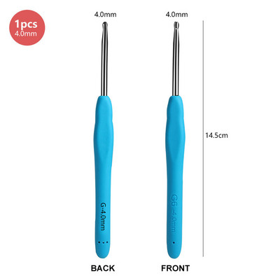 1 gabals alumīnija tamboradatu komplekts Ergonomisks rokturis Mīksts TPR rokturis Tamboradatas Dzijas un vilnas 14 izmēri 2,25–10,0 MM