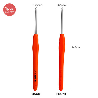 1 gabals alumīnija tamboradatu komplekts Ergonomisks rokturis Mīksts TPR rokturis Tamboradatas Dzijas un vilnas 14 izmēri 2,25–10,0 MM