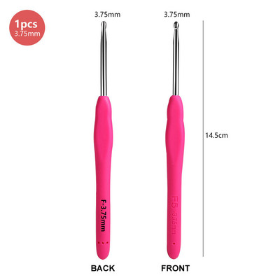 1 gabals alumīnija tamboradatu komplekts Ergonomisks rokturis Mīksts TPR rokturis Tamboradatas Dzijas un vilnas 14 izmēri 2,25–10,0 MM