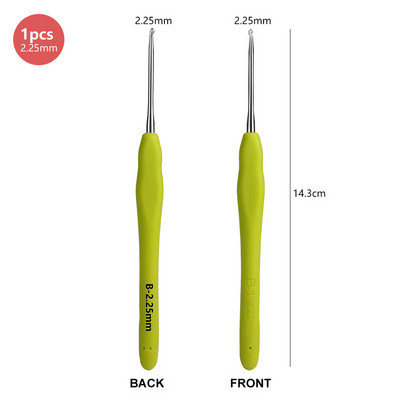 1 gabals alumīnija tamboradatu komplekts Ergonomisks rokturis Mīksts TPR rokturis Tamboradatas Dzijas un vilnas 14 izmēri 2,25–10,0 MM