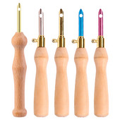 TLKKUE 1db Kötés Hímzés Toll Szövés Nemezelés Kézműves Lyukasztótű Férő Fa fogantyús Szerszám Varrás Kiegészítők