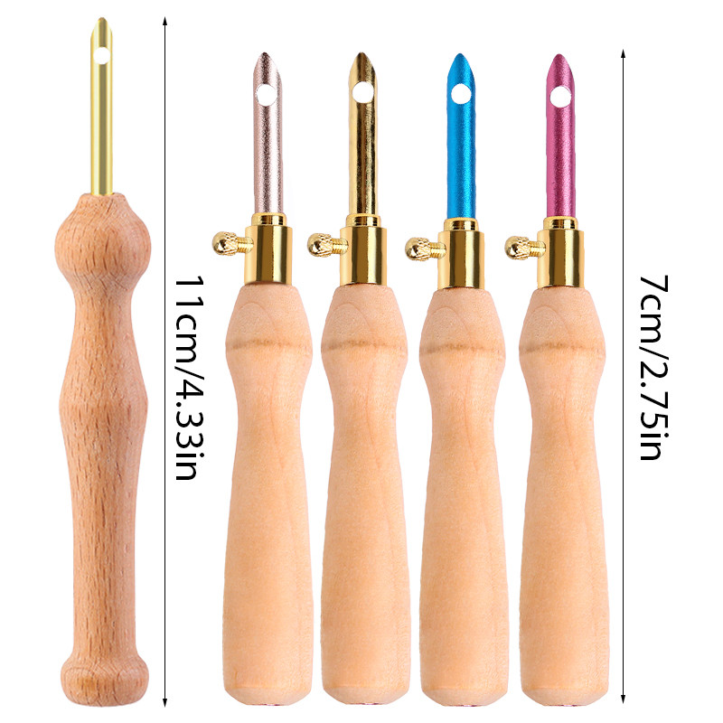 TLKKUE 1db Kötés Hímzés Toll Szövés Nemezelés Kézműves Lyukasztótű Férő Fa fogantyús Szerszám Varrás Kiegészítők