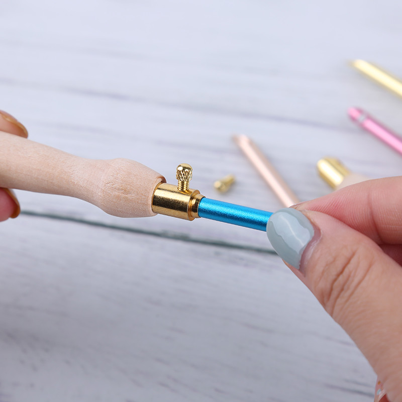 TLKKUE 1db Kötés Hímzés Toll Szövés Nemezelés Kézműves Lyukasztótű Férő Fa fogantyús Szerszám Varrás Kiegészítők