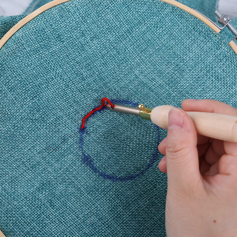 TLKKUE 1db Kötés Hímzés Toll Szövés Nemezelés Kézműves Lyukasztótű Férő Fa fogantyús Szerszám Varrás Kiegészítők