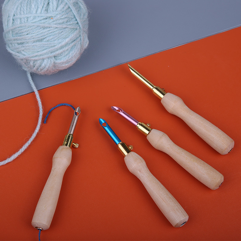 TLKKUE 1db Kötés Hímzés Toll Szövés Nemezelés Kézműves Lyukasztótű Férő Fa fogantyús Szerszám Varrás Kiegészítők