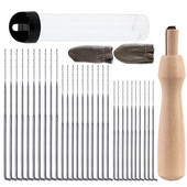 LMDZ vilnas filca adata filca adatu filcēšana sākuma filcēšanas adatas filcs DIY komplekts ar pudeles koka roktura adatu komplektu.