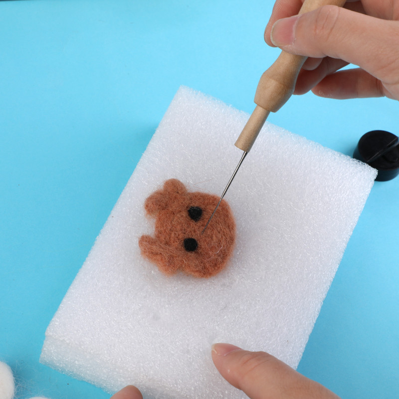 LMDZ vilnas filca adata filca adatu filcēšana sākuma filcēšanas adatas filcs DIY komplekts ar pudeles koka roktura adatu komplektu.