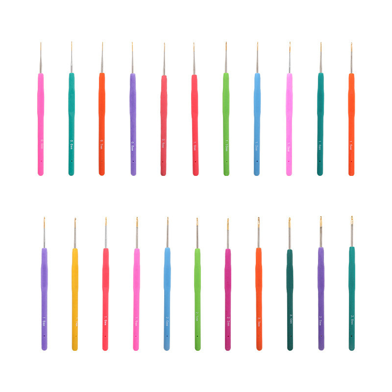 Színes, puha szárú horgolótűk saját készítésű kötőeszközök gyapjú finom horgolótűk, teljes készlet csipke kötéshez és horgolt tűhöz