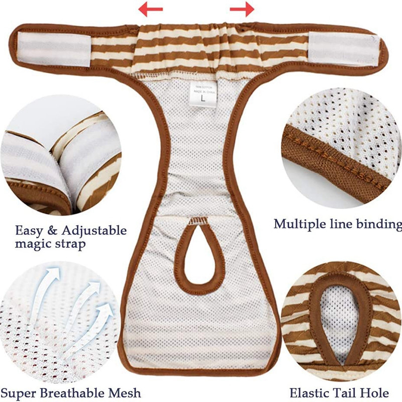 Раирани пелени за кучета Миещи се физиологични панталони за кучета Регулируеми бикини за кученца Бельо Женска пелена за кучета Инструмент за кученца Honden Kleding