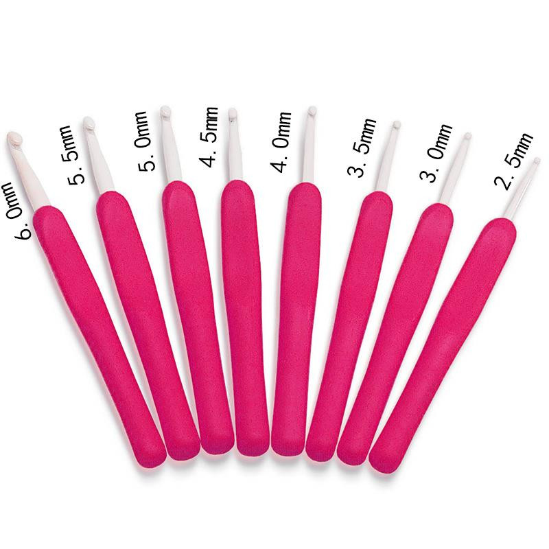 8 db/szett kötőtű ABS fogantyú horgolótűk nyél kötőtű készlet 2,5-6,0 mm fonal pulóver szövés kézműves eszközök