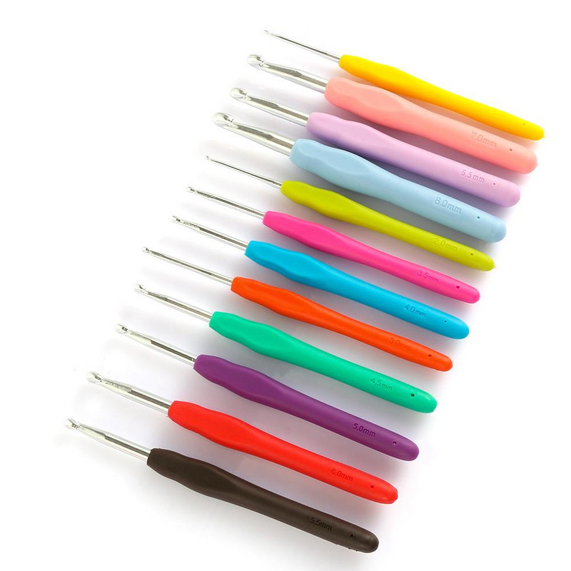 2,0-10 mm-es alumínium kötőtű, puha markolat, ergonomikus fogantyúval horgolótű fonal, szövésű horgolt tűk barkácsolás kézműves eszközök