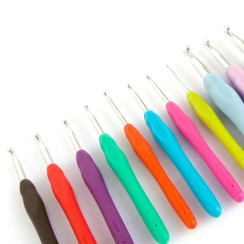 2,0-10 mm-es alumínium kötőtű, puha markolat, ergonomikus fogantyúval horgolótű fonal, szövésű horgolt tűk barkácsolás kézműves eszközök