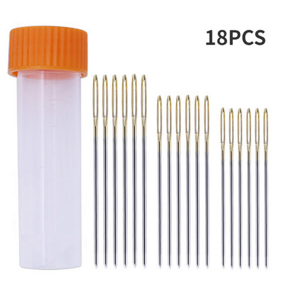 20 db bőrvarrótű hímzéshez, varráshoz szükséges kellékek kézműves tű, kerek, tompa fejű, nagy szemű tárolótűk