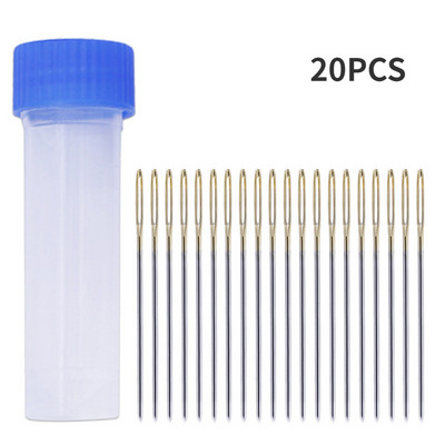 20 db bőrvarrótű hímzéshez, varráshoz szükséges kellékek kézműves tű, kerek, tompa fejű, nagy szemű tárolótűk