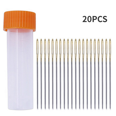 20 db bőrvarrótű hímzéshez, varráshoz szükséges kellékek kézműves tű, kerek, tompa fejű, nagy szemű tárolótűk