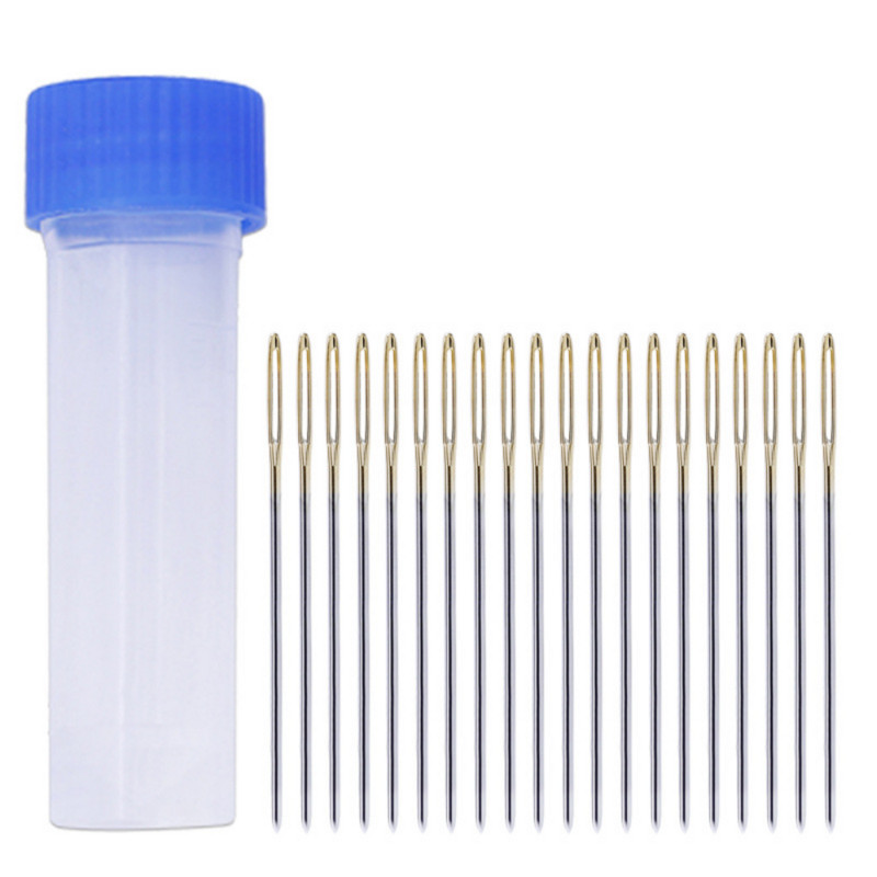 20 db bőrvarrótű hímzéshez, varráshoz szükséges kellékek kézműves tű, kerek, tompa fejű, nagy szemű tárolótűk