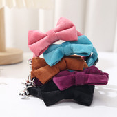 Bársonyos macskanyakörv egyszínű csokornyakkendő kölyök chihuahua nyaklánc csengővel állítható biztonsági csattal macskák csokornyakkendő házi kedvencek kiegészítők