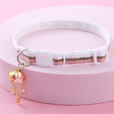 Bell Cute Shell Pet Cat kaklasiksnas dekorēšana, regulējama maza un vidēja suņu kaklasiksnas drošības sprādzes kaklarotas aksesuāri