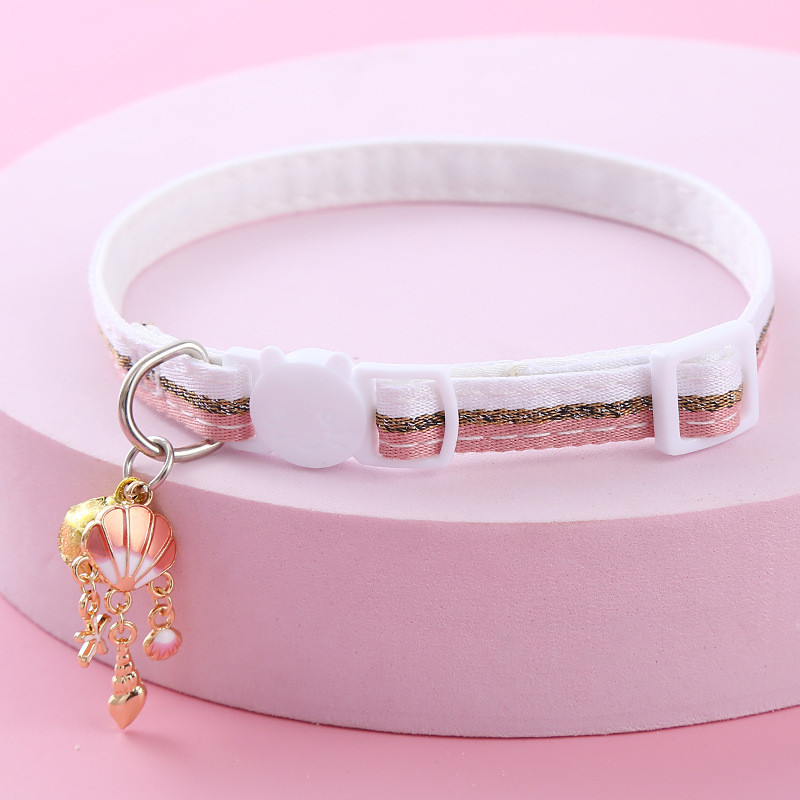 Bell Cute Shell Pet Cat kaklasiksnas dekorēšana, regulējama maza un vidēja suņu kaklasiksnas drošības sprādzes kaklarotas aksesuāri